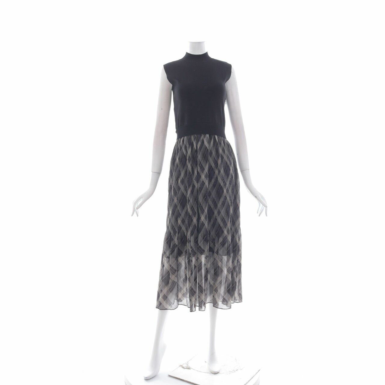 Fray I.D Black & Multi Plaid Long Dress
