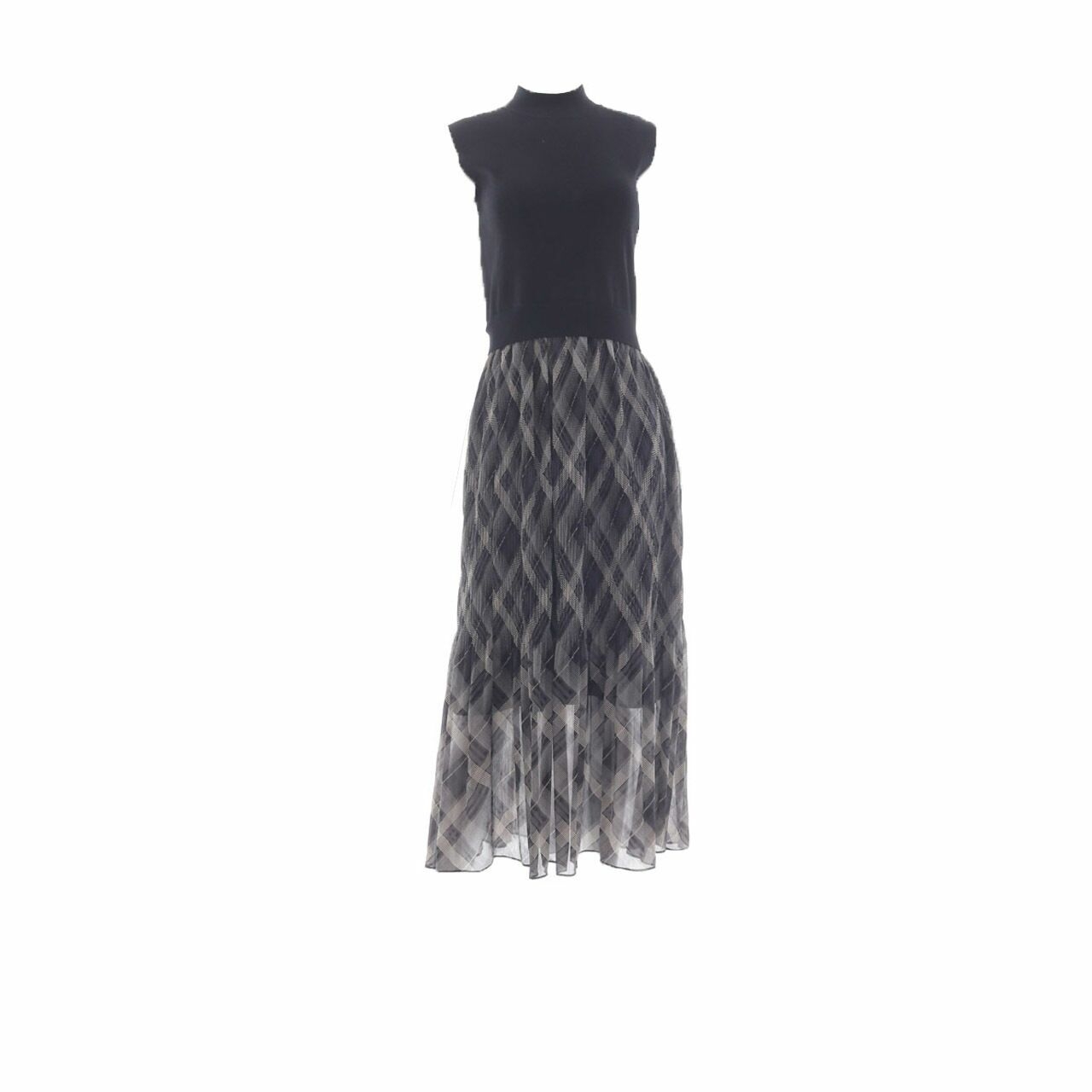 Fray I.D Black & Multi Plaid Long Dress