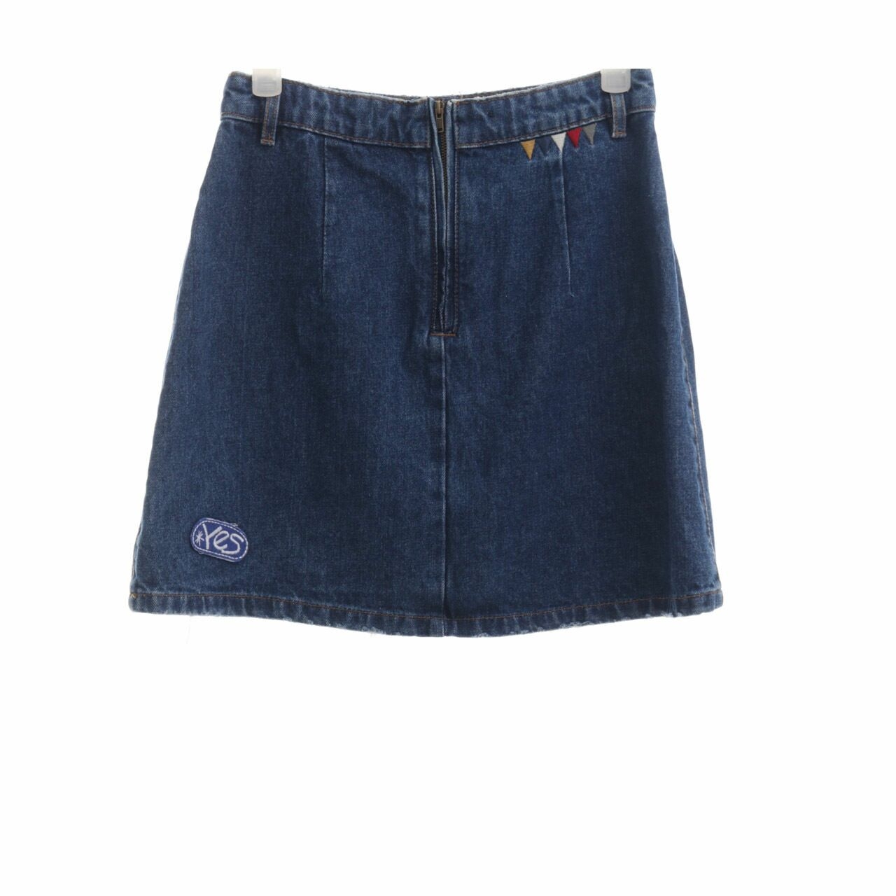 Zara Dark Blue Denim Patches Mini Skirt
