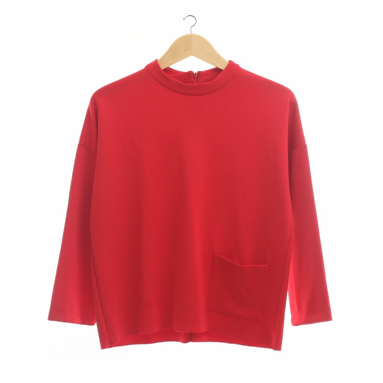 Cotton Ink Red Long Sleeve Blouse