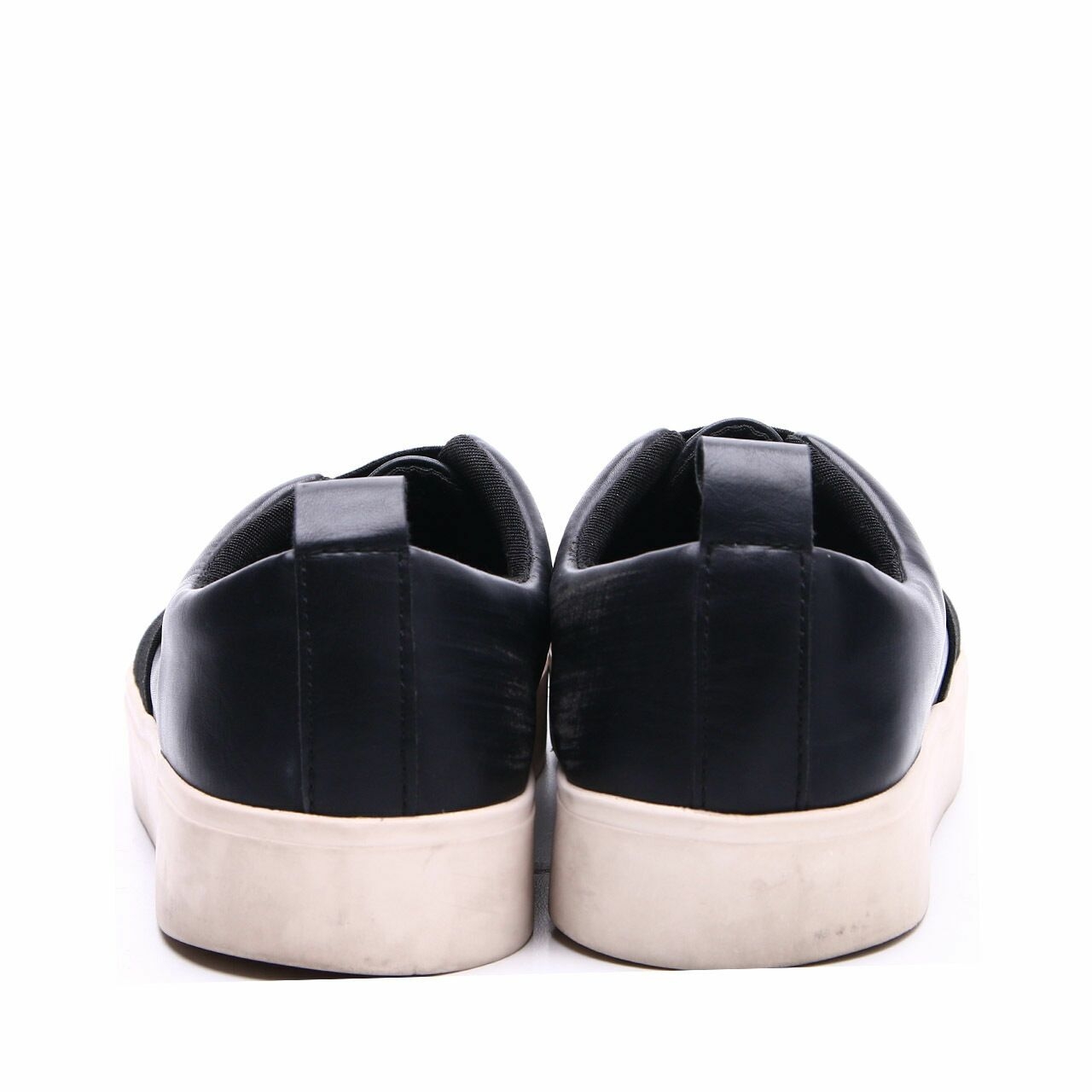 Stradivarius Black & White Leather Canvas Sneakers