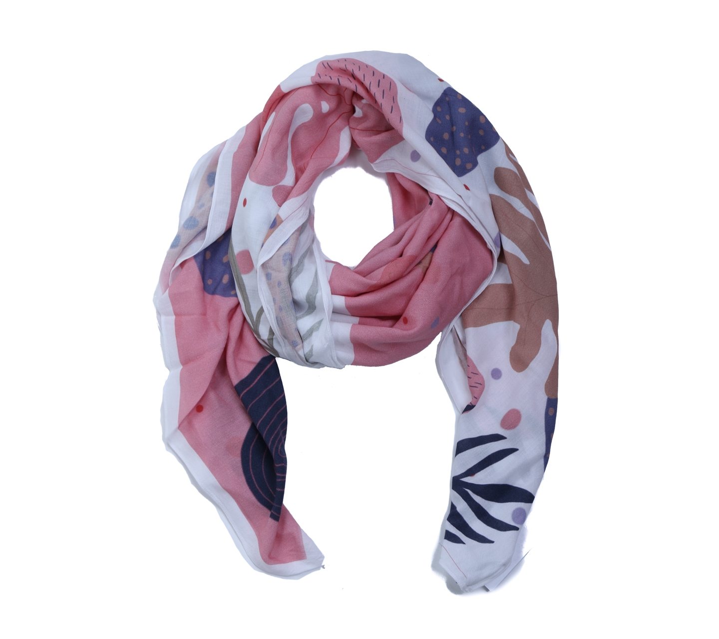 Casa Elana Pink And White Patterned Scarf