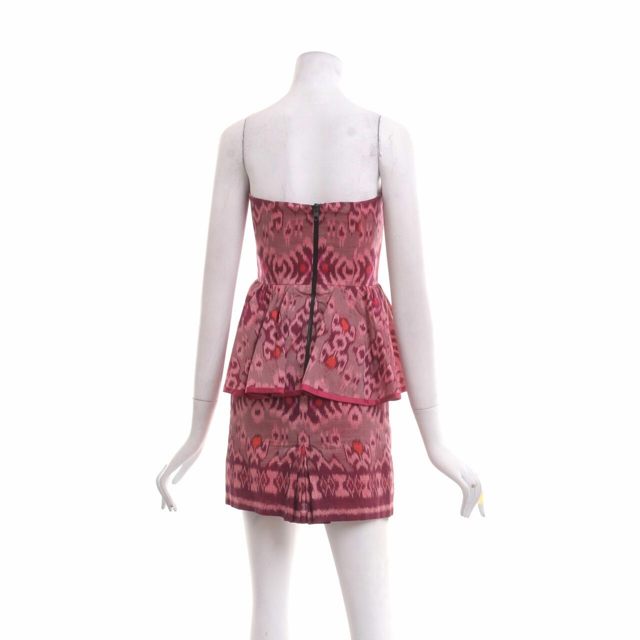 Ikat Indonesia Multi & Wine Tube Pattern Mini Dress