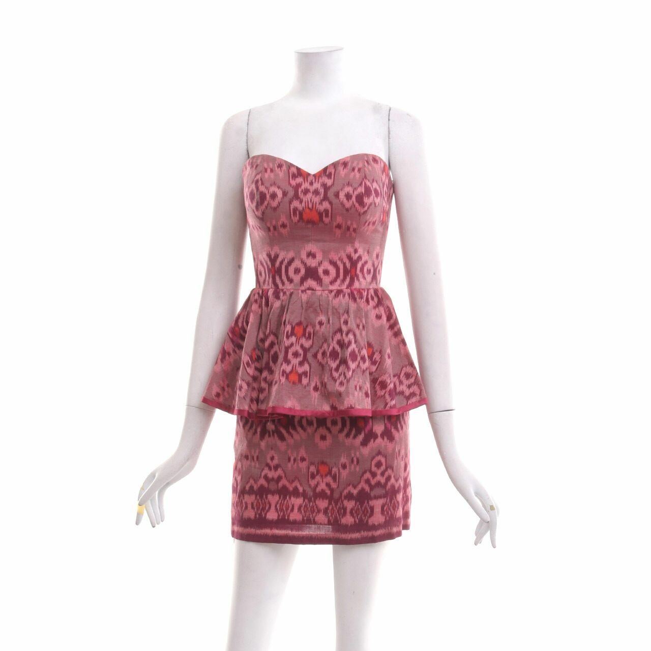 Ikat Indonesia Multi & Wine Tube Pattern Mini Dress