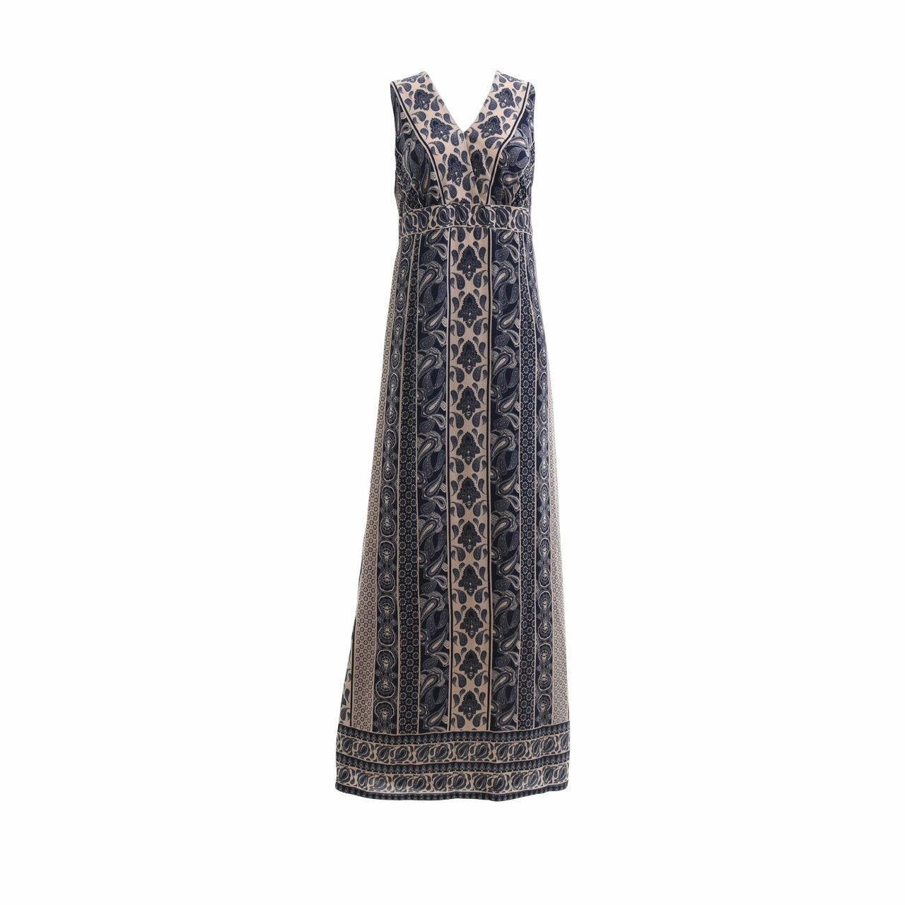 Future State Off White & Navy Paisley Long Dress