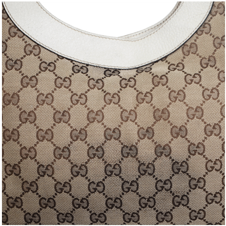 Gucci Light Brown Monogram Charmy Medium Canvas - Leather Shoulder Bag Off White