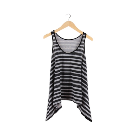 Grey and Black Striped Sleeveless Top