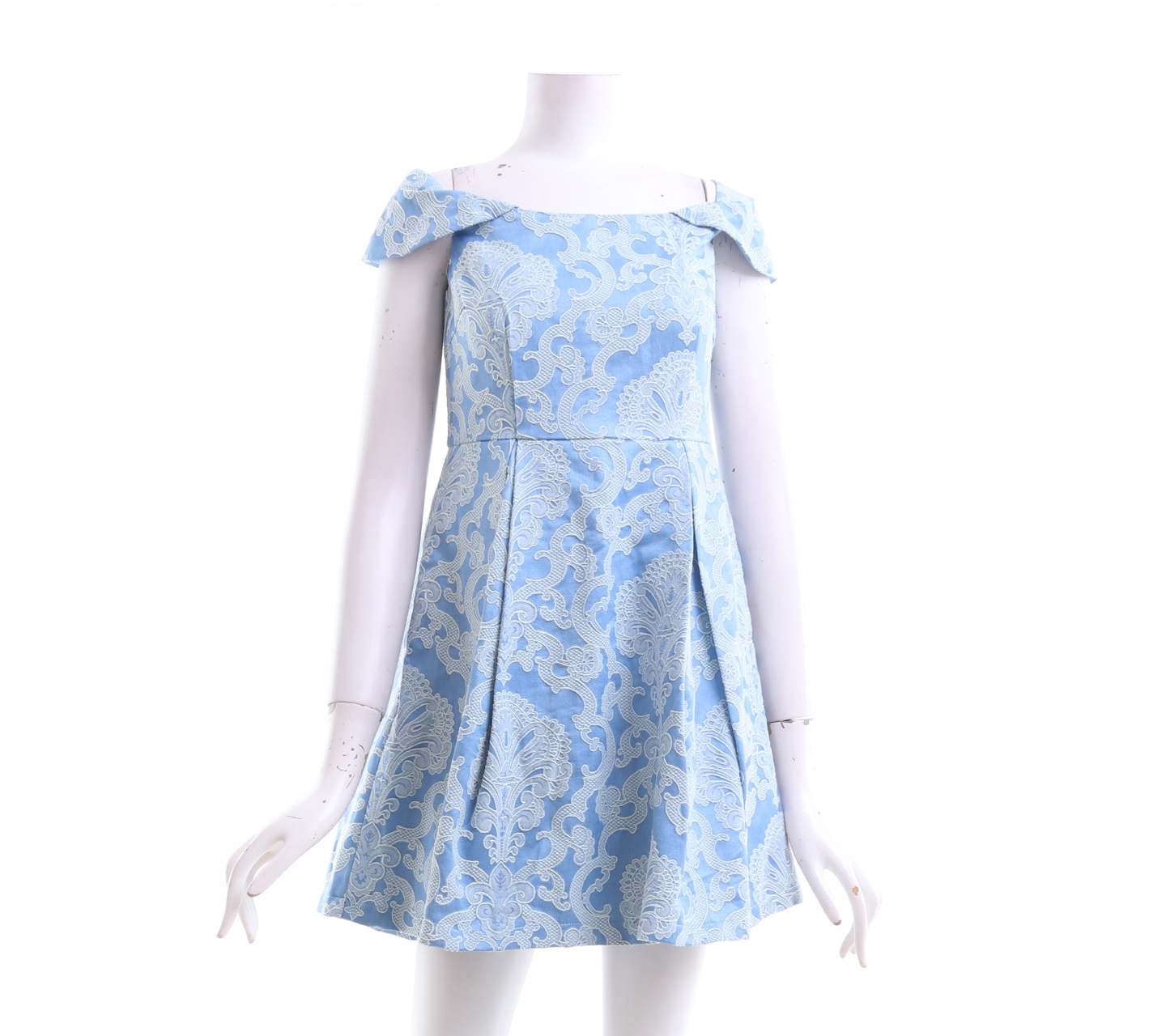Dotti Blue Pattern Off Shoulder Mini Dress