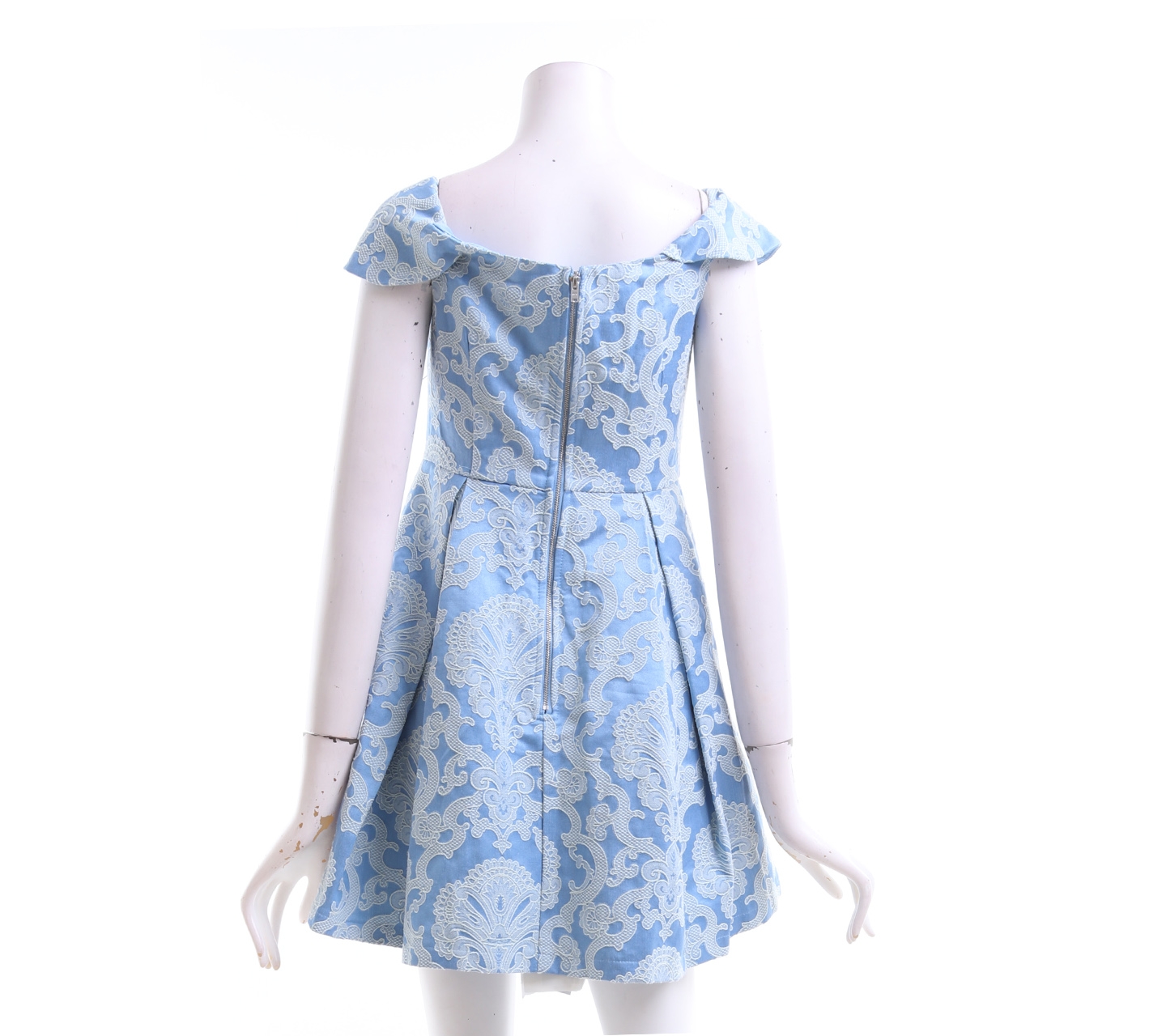 Dotti Blue Pattern Off Shoulder Mini Dress