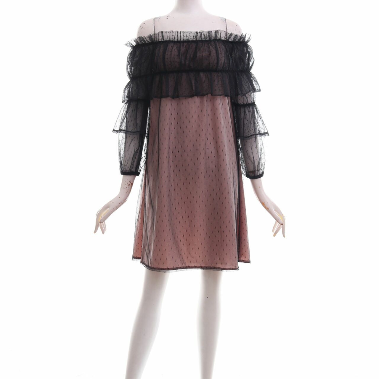 Jolie Of Shoulder Black Mini Dress