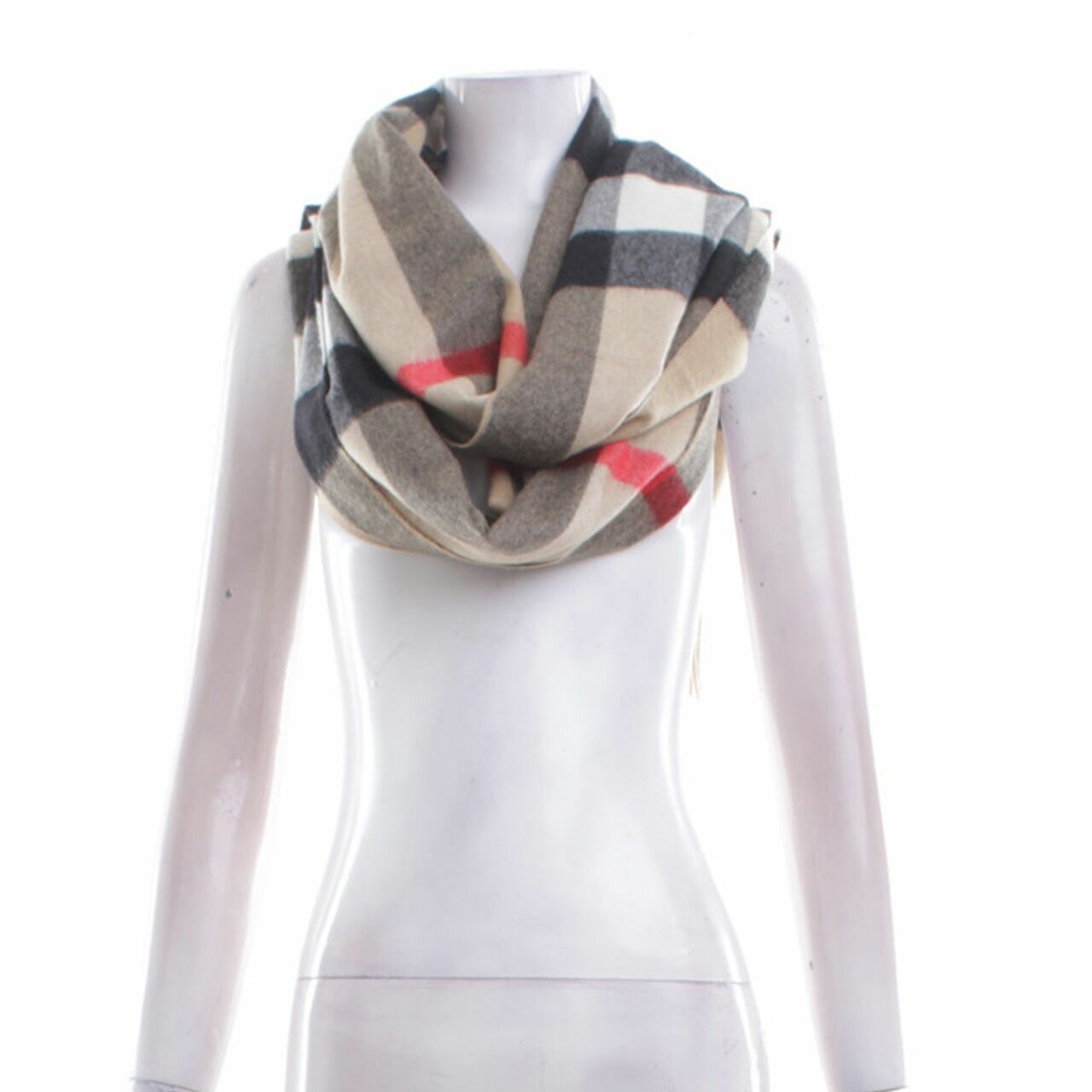 Burberry Large Check Cashmere Light Beige Scarf