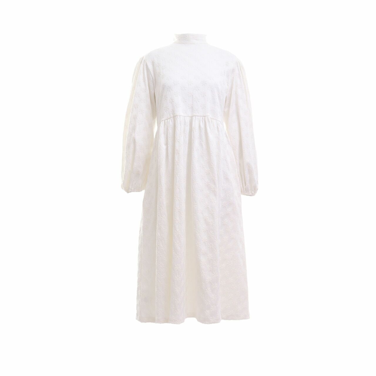 Studio Moral In Futura White Floral Embroidery Midi Dress	