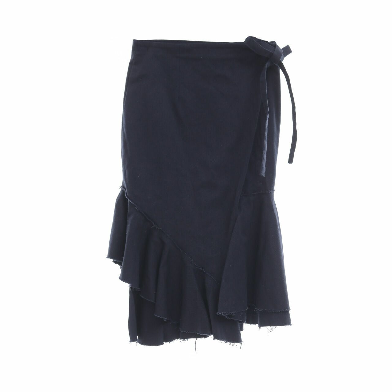 Private Collection Dark Blue Wrap Midi Skirt