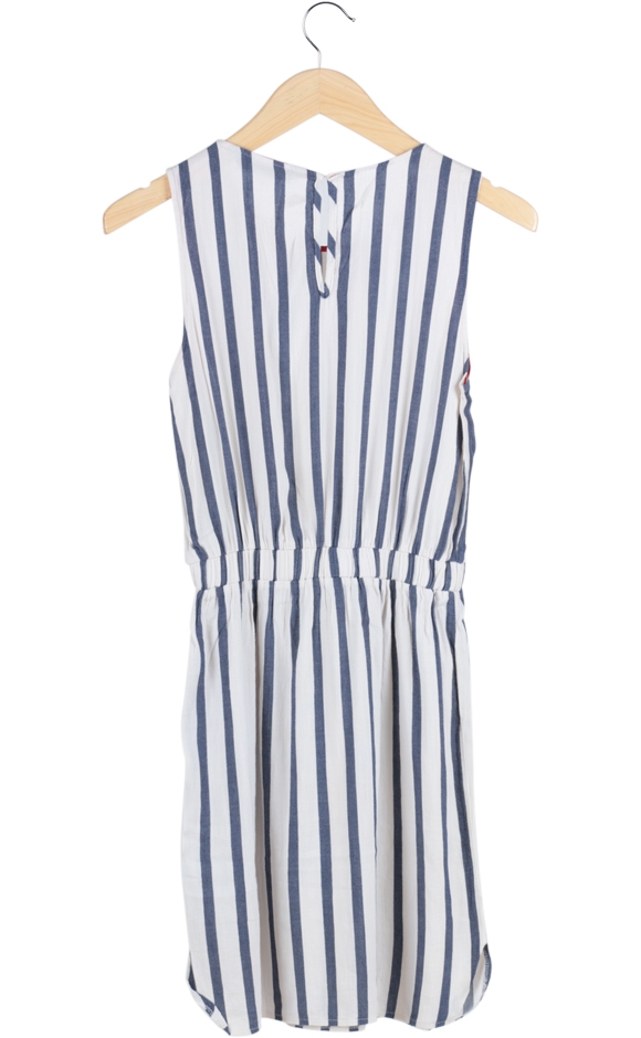 Blue Striped Sleeveless Midi Dress