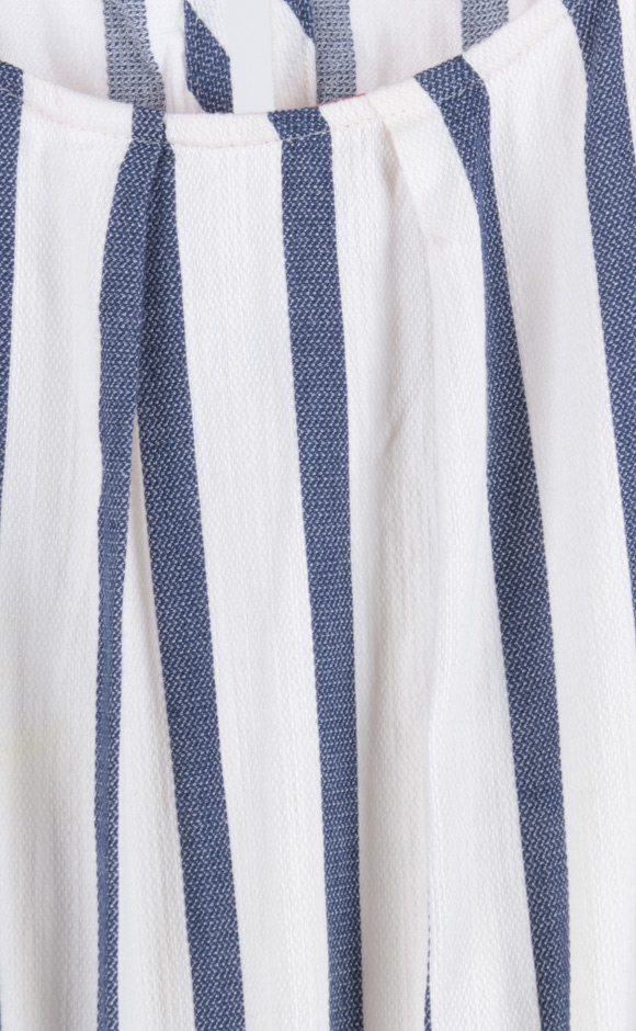 Blue Striped Sleeveless Midi Dress