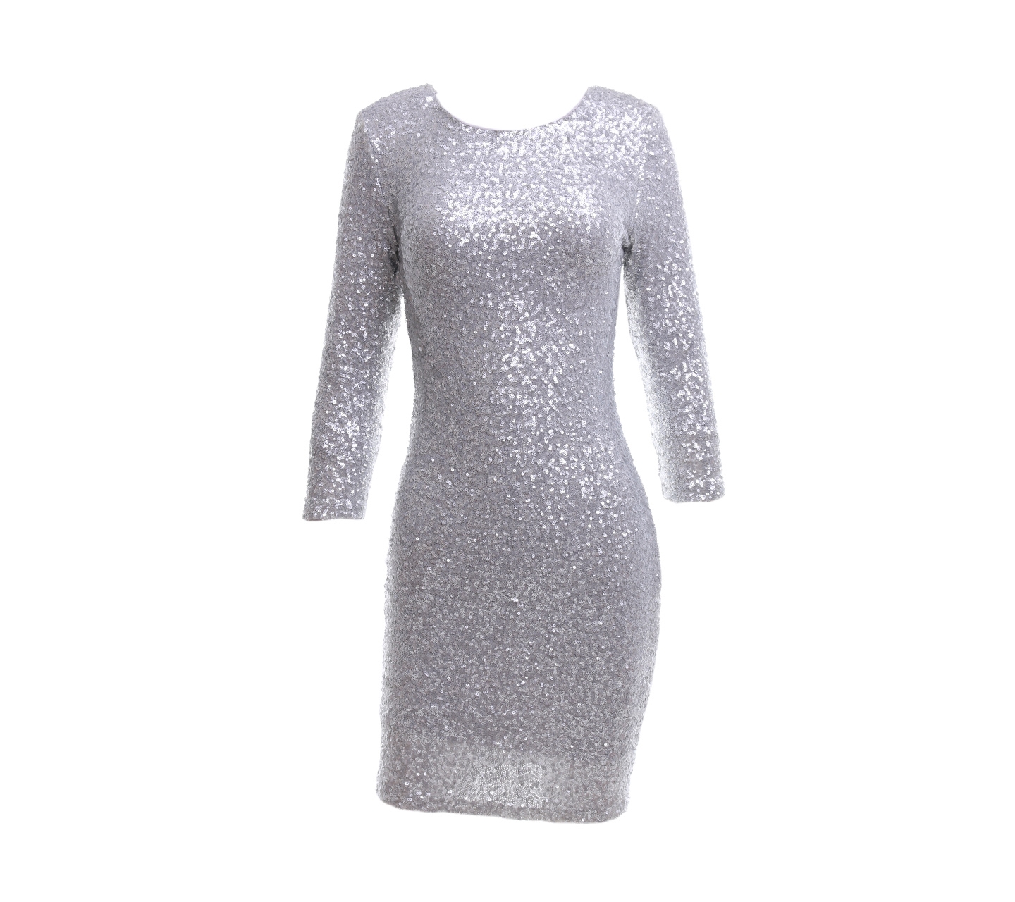 TFNC London Silver Bodycon Long Sleeve Sequin Mini Dress