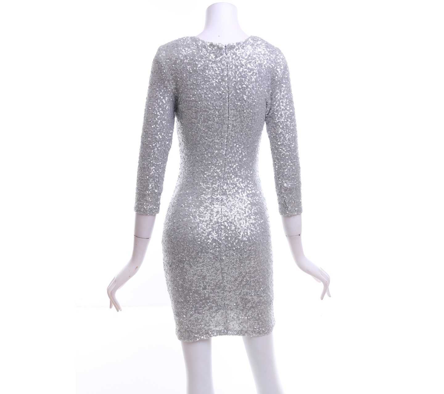 TFNC London Silver Bodycon Long Sleeve Sequin Mini Dress