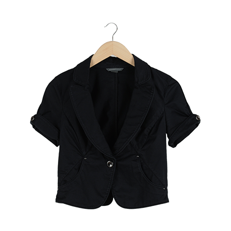Black Short Sleeve Outerwear