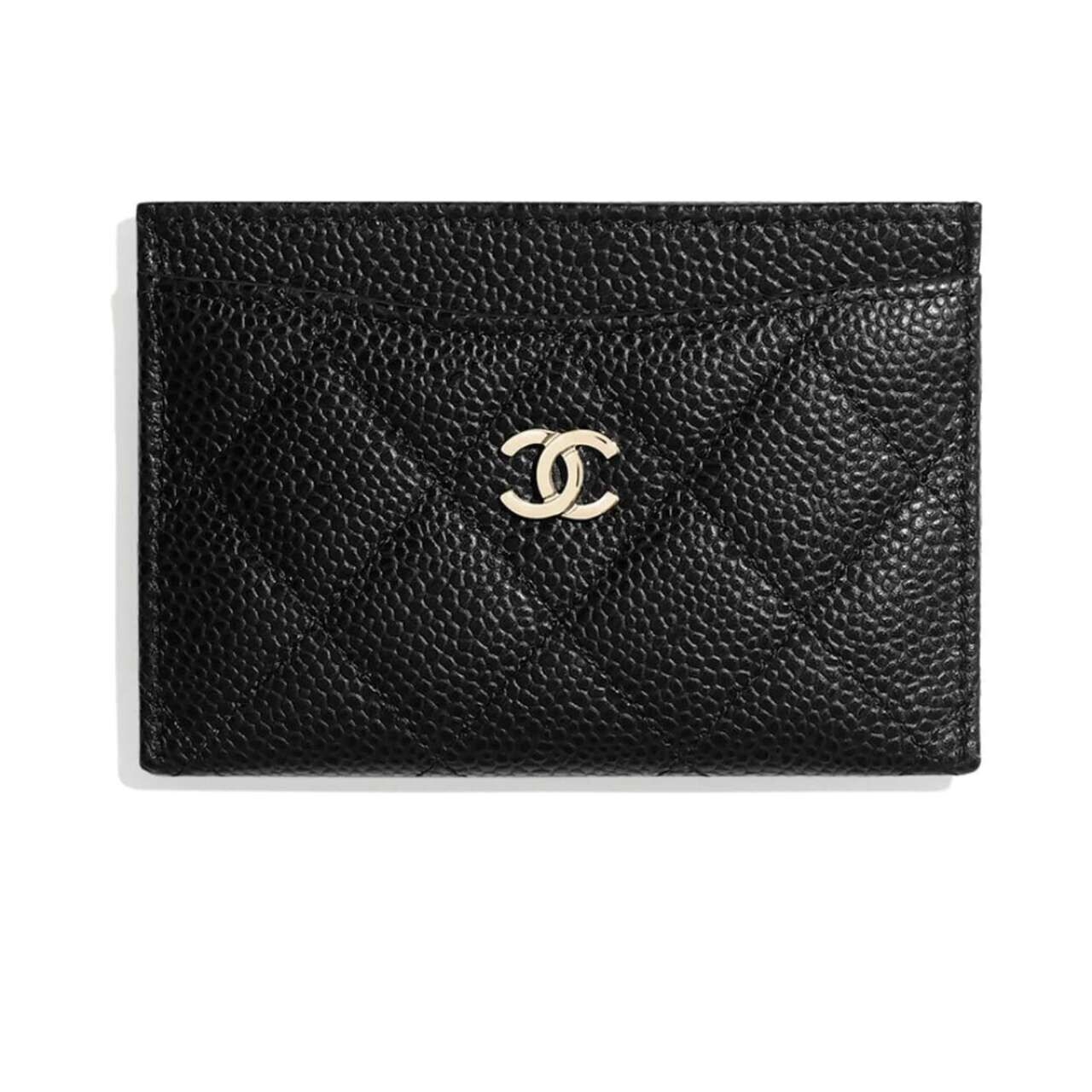 Chanel CC Qulited Caviar Black Card Holder