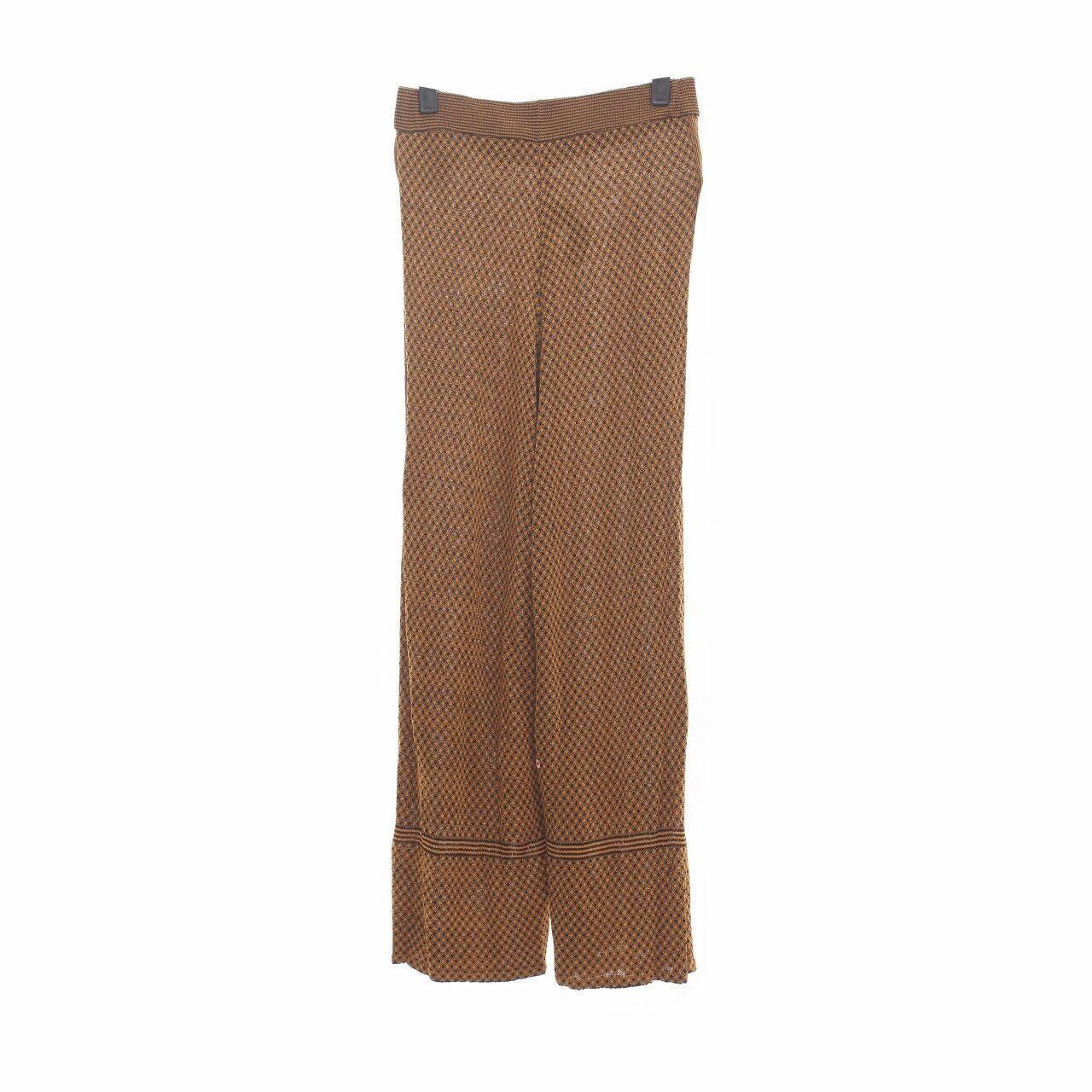 Zara Black & Mustard Pattern Knit Long Pants	