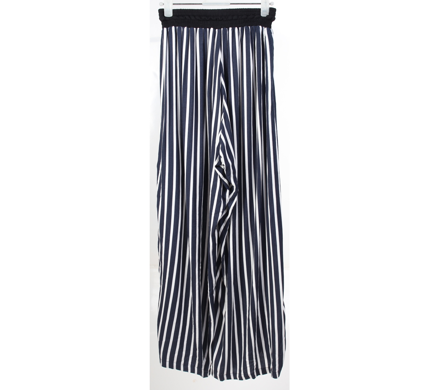 Dark Blue And White Striped Cullotes Long Pants