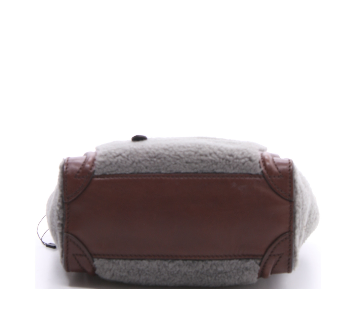 Celine Brown & Grey Leather with Fur Nano Luggagae Satchel