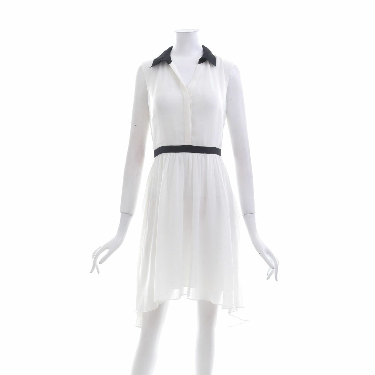 Forever New White & Black Hi Low Shirt Midi Dress