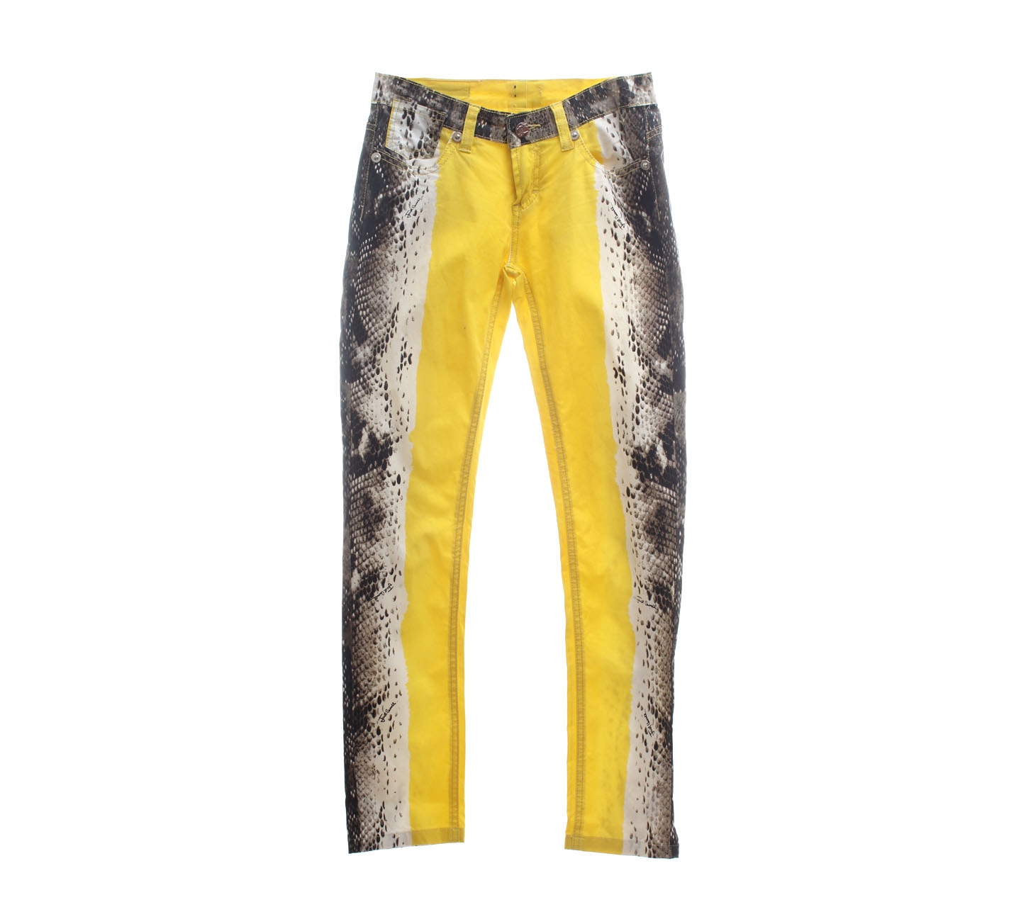 Just cavalli Yellow Printed Snake Skin Long Pants