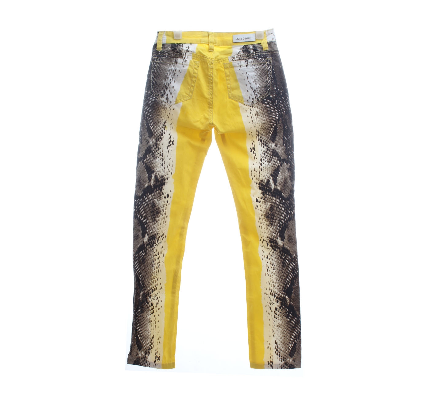 Just cavalli Yellow Printed Snake Skin Long Pants