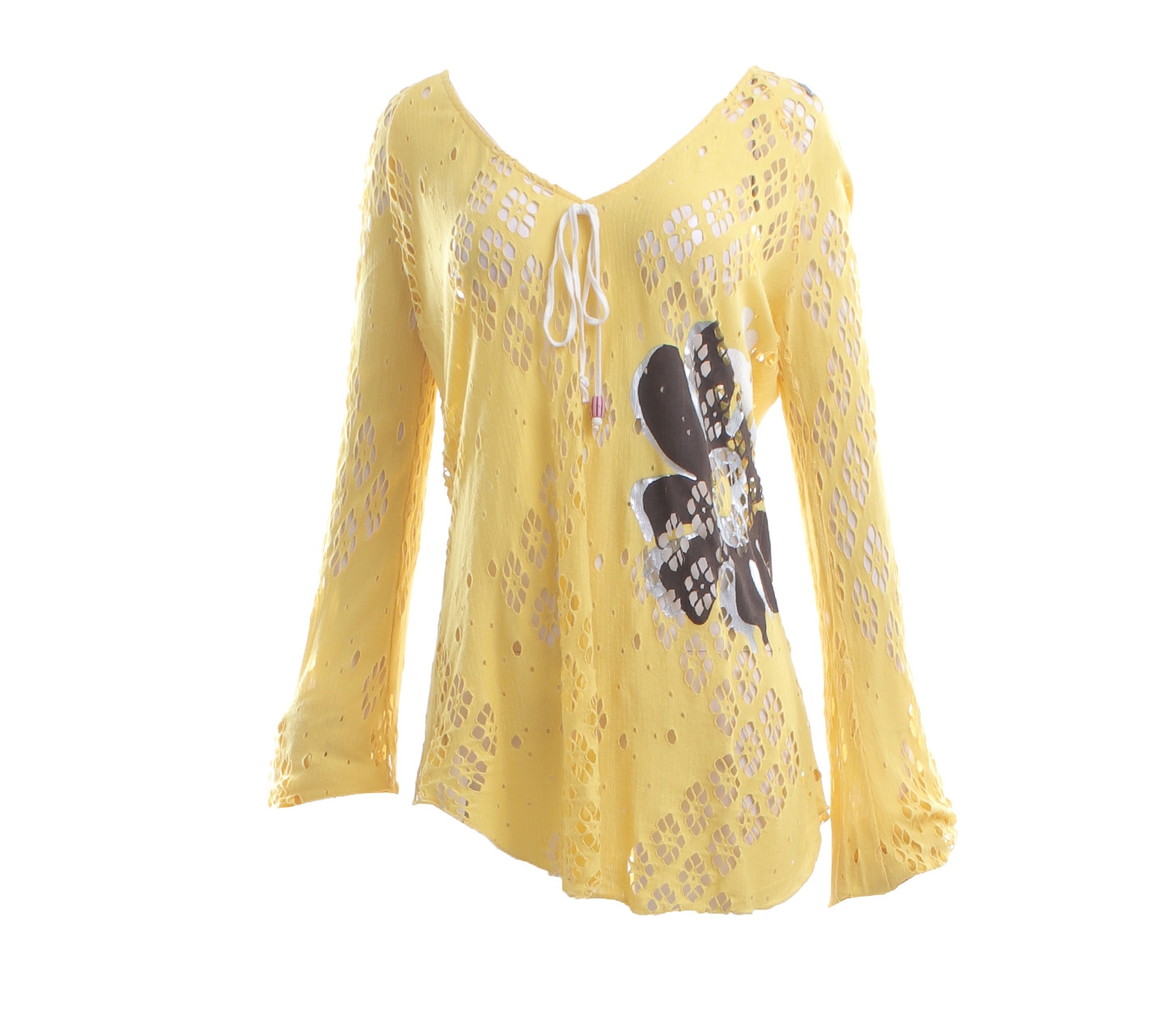 Miss Sixty Yellow Perforated Blouse