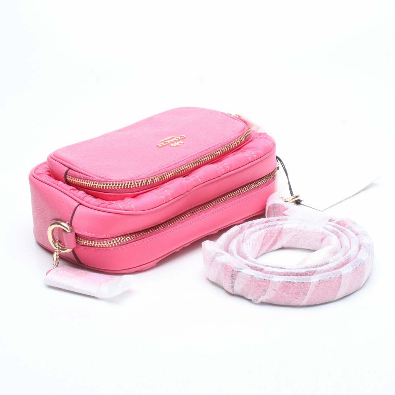 Coach C4095 Court Crossbody Leather Handbag With Ruching Confetti Pink