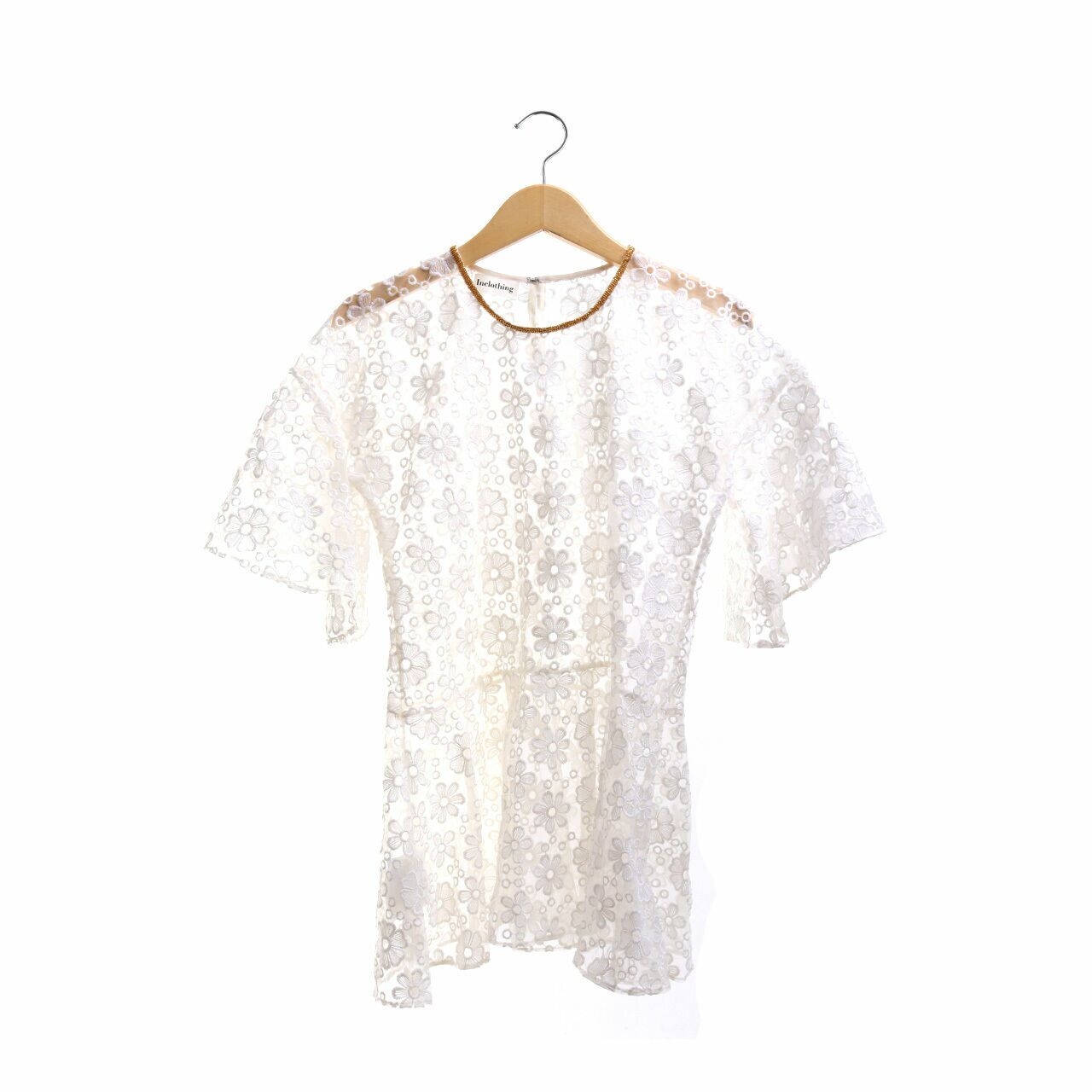 Private Collection Off White Sheer Embroided Blouse