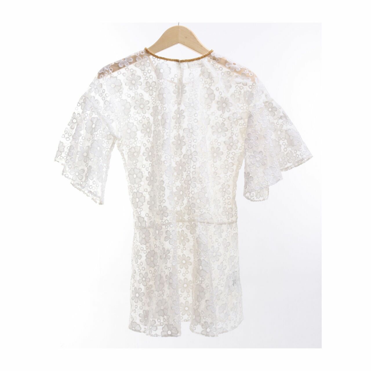 Private Collection Off White Sheer Embroided Blouse