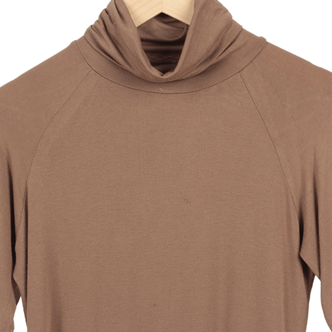 Brown Basic Turtleneck T-Shirt