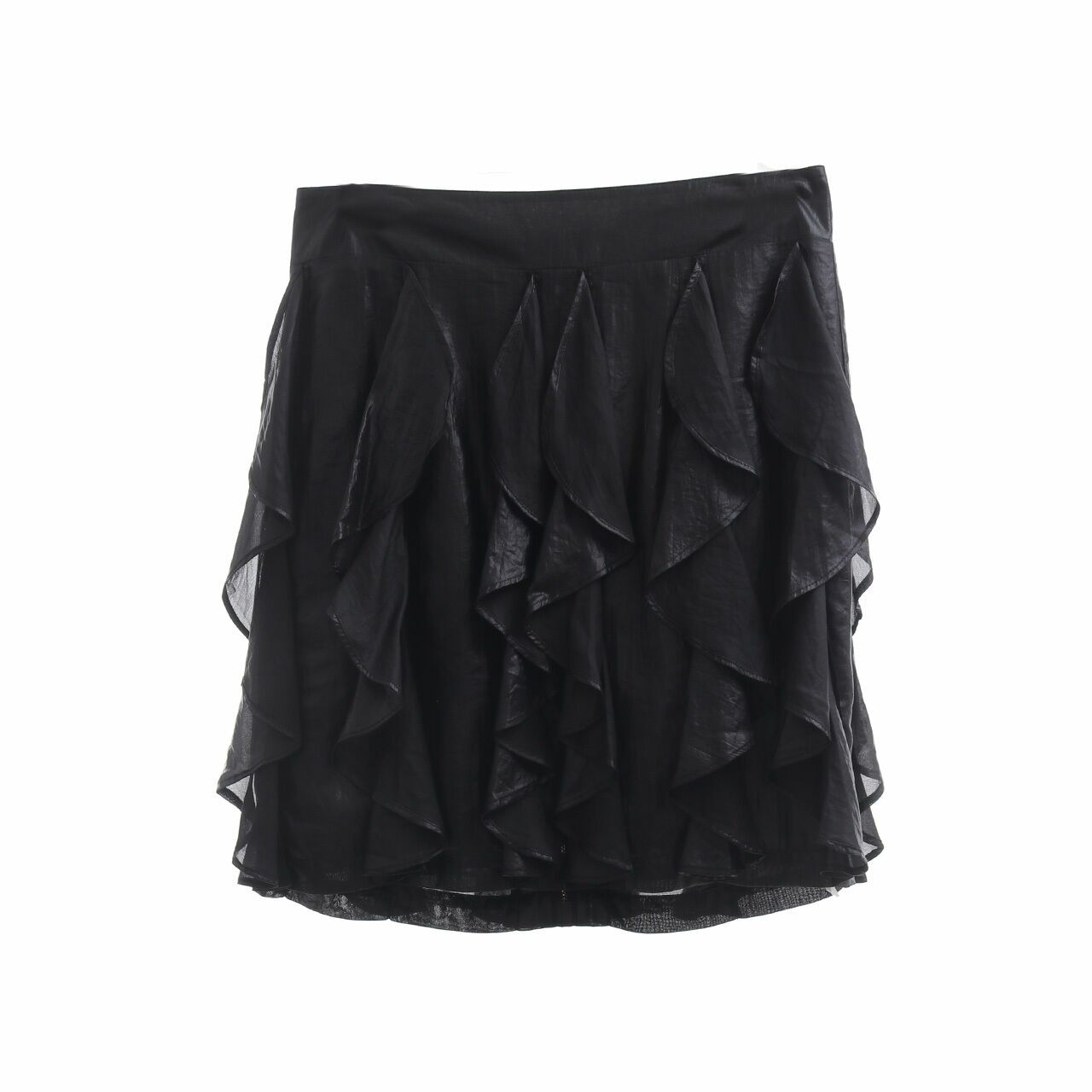 Silence + Noise Black Ruffle Mini Skirt
