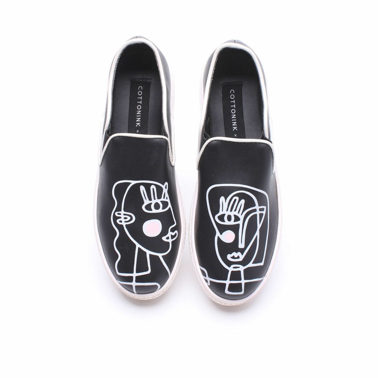 Cotton Ink Black & White Sneakers Slip On