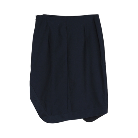Navy Asymmetrical Midi Skirt