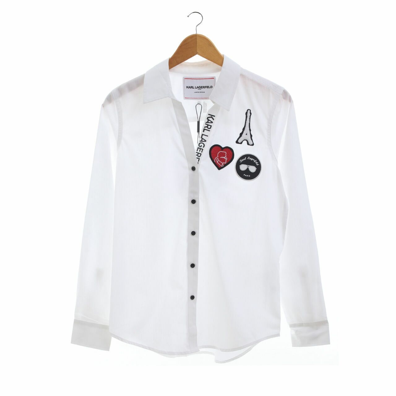 Karl Lagerfeld Essentials Patches with Logo Neck  White Shirt