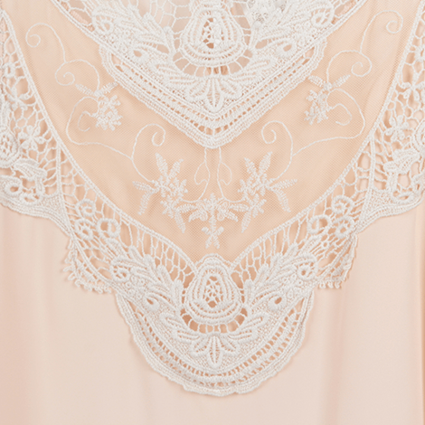 Peach Embroidered Shell Sleeveless Blouse