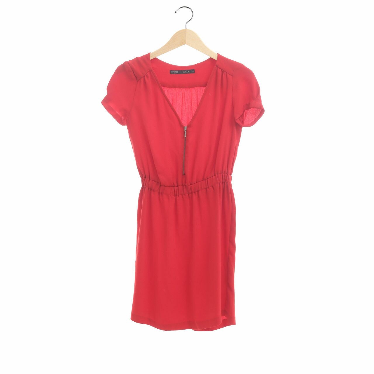 Zara Red Fron Zipper Mini Dress