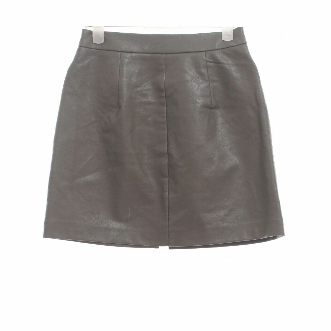 Stradivarius Olive Leather Mini Skirt	