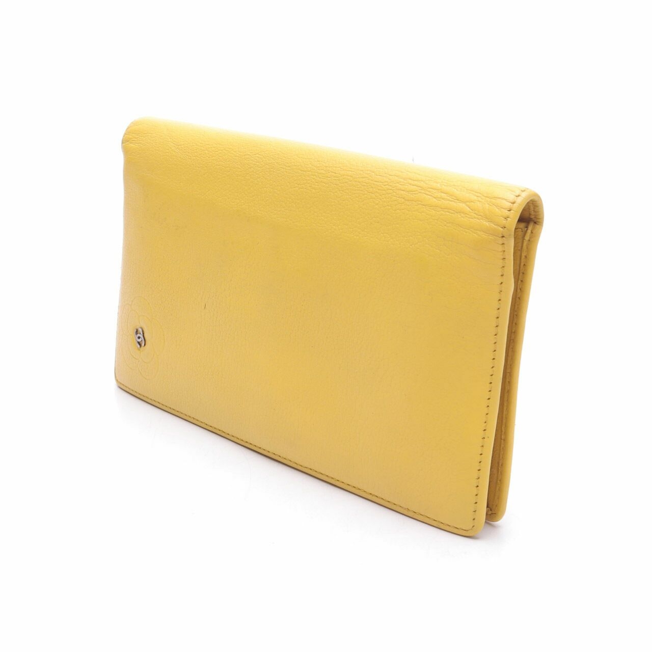 Chanel Leather Camellia Yen Yellow Wallet