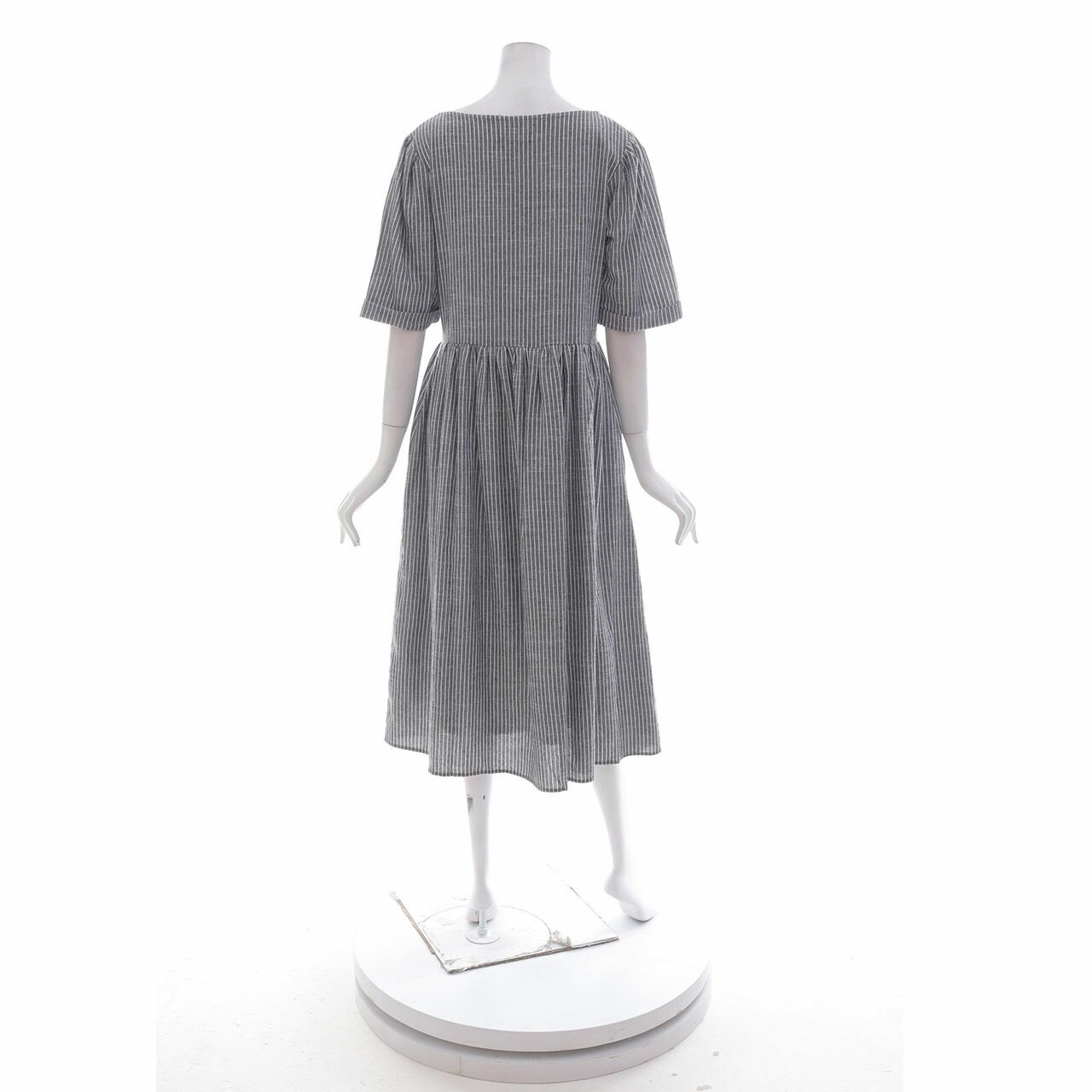 Calla The Label Grey & White Stripes Midi Dress