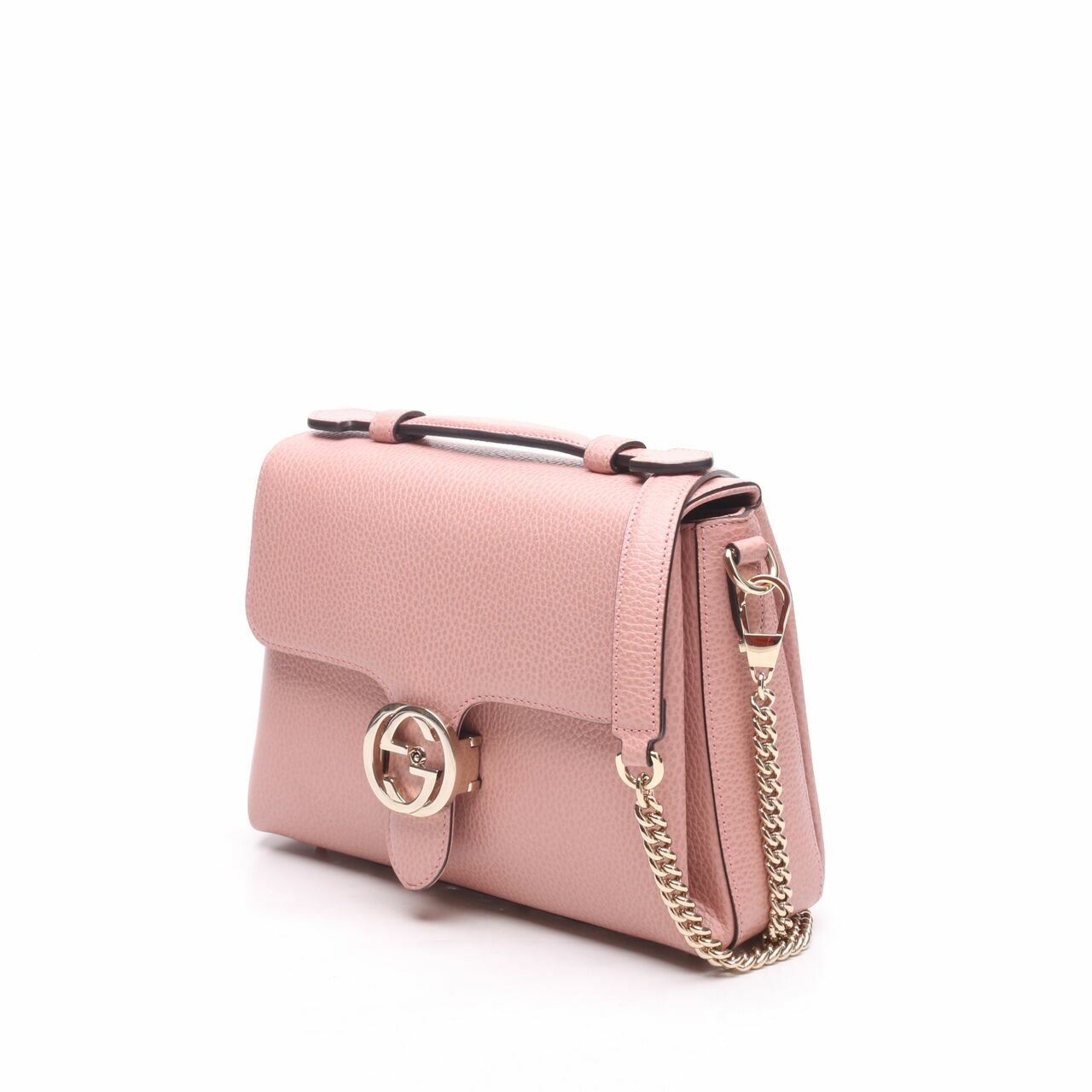Gucci Calfskin Interlocking G Soft Pink Top Handle Shoulder Bag