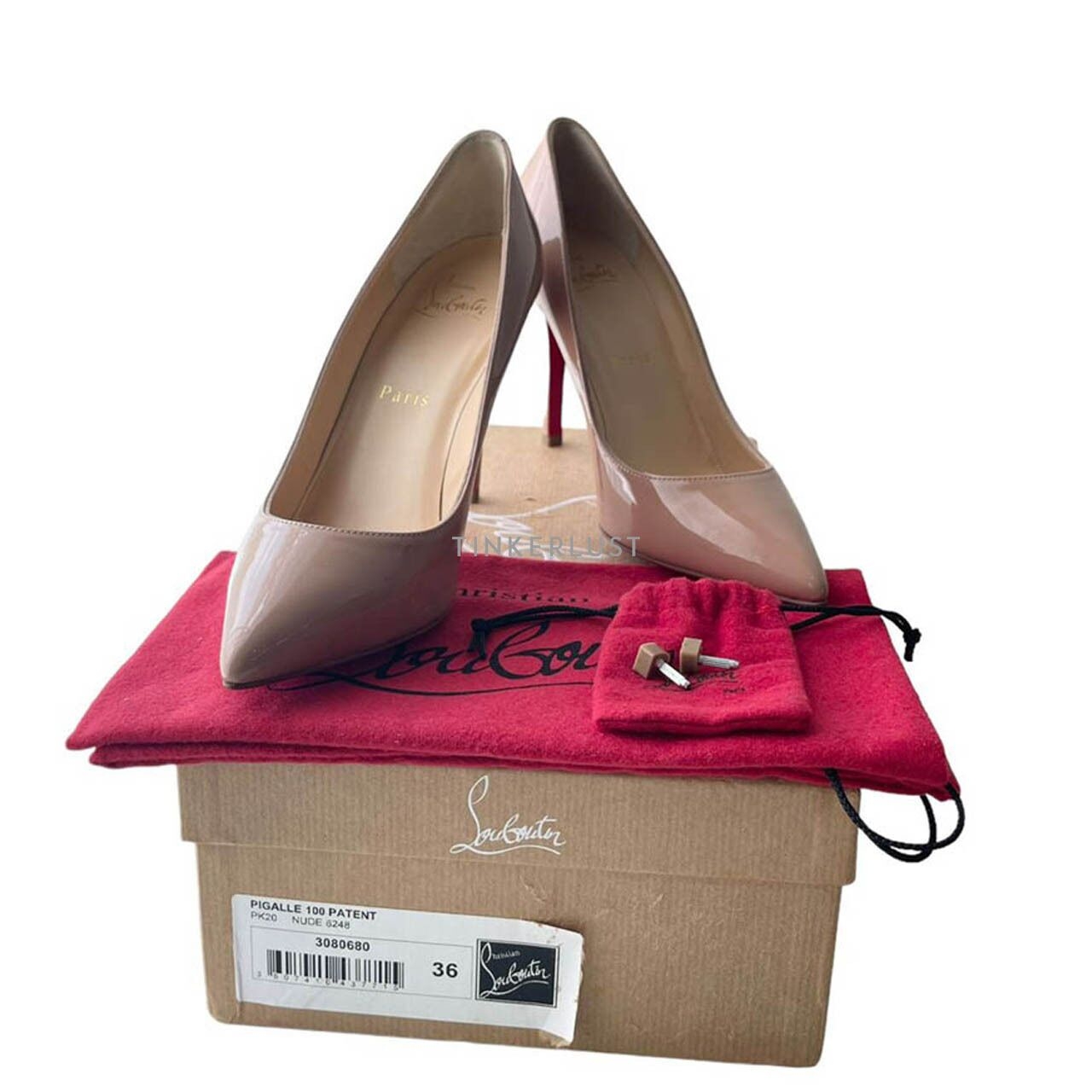 Christian Louboutin Pigalle 10cm Nude Patent Heels