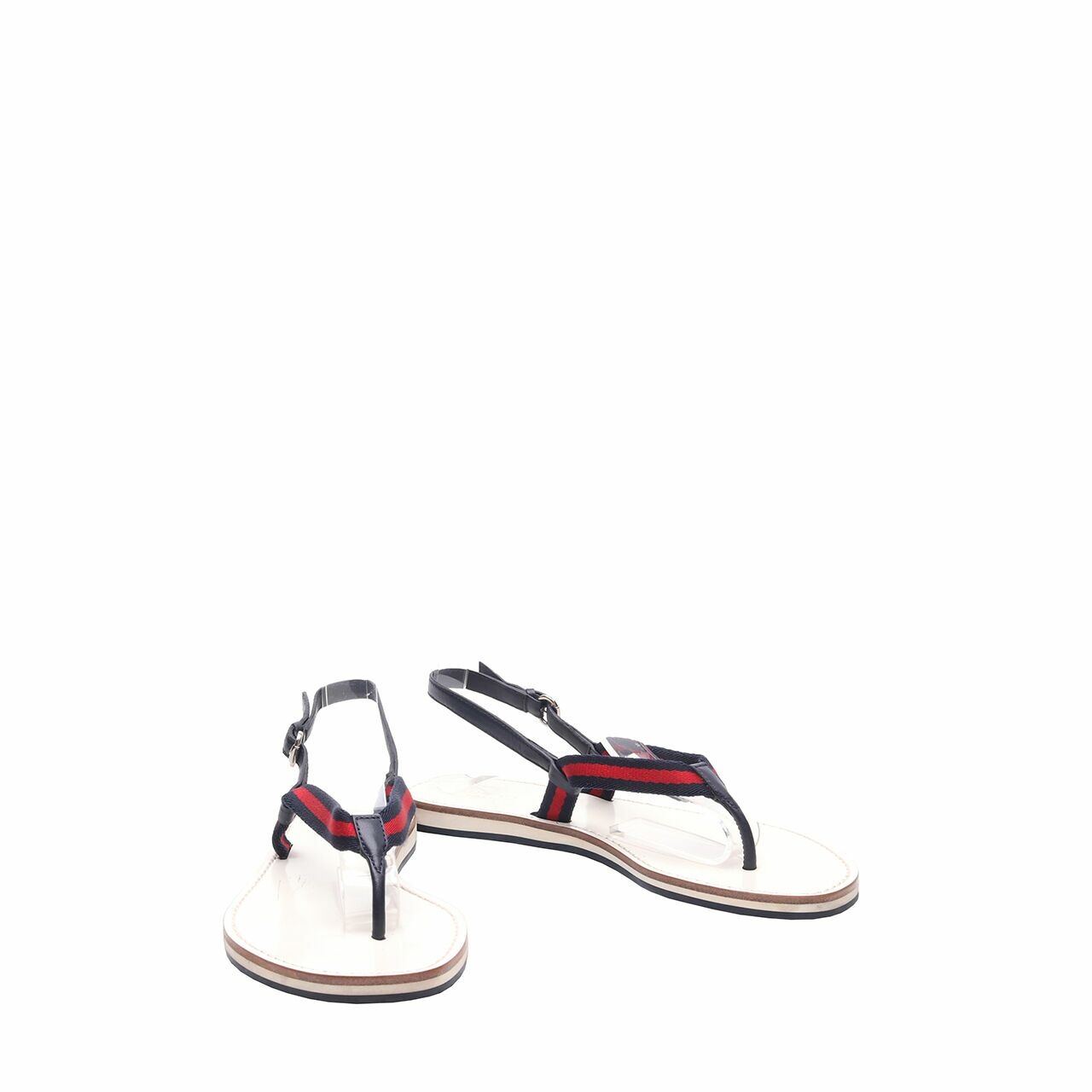 Gucci White Strappy Red/Dark Blue Stripes Sandals 