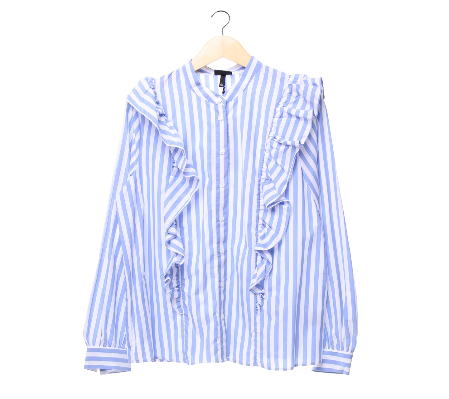 Who what ware blue white striped blouse