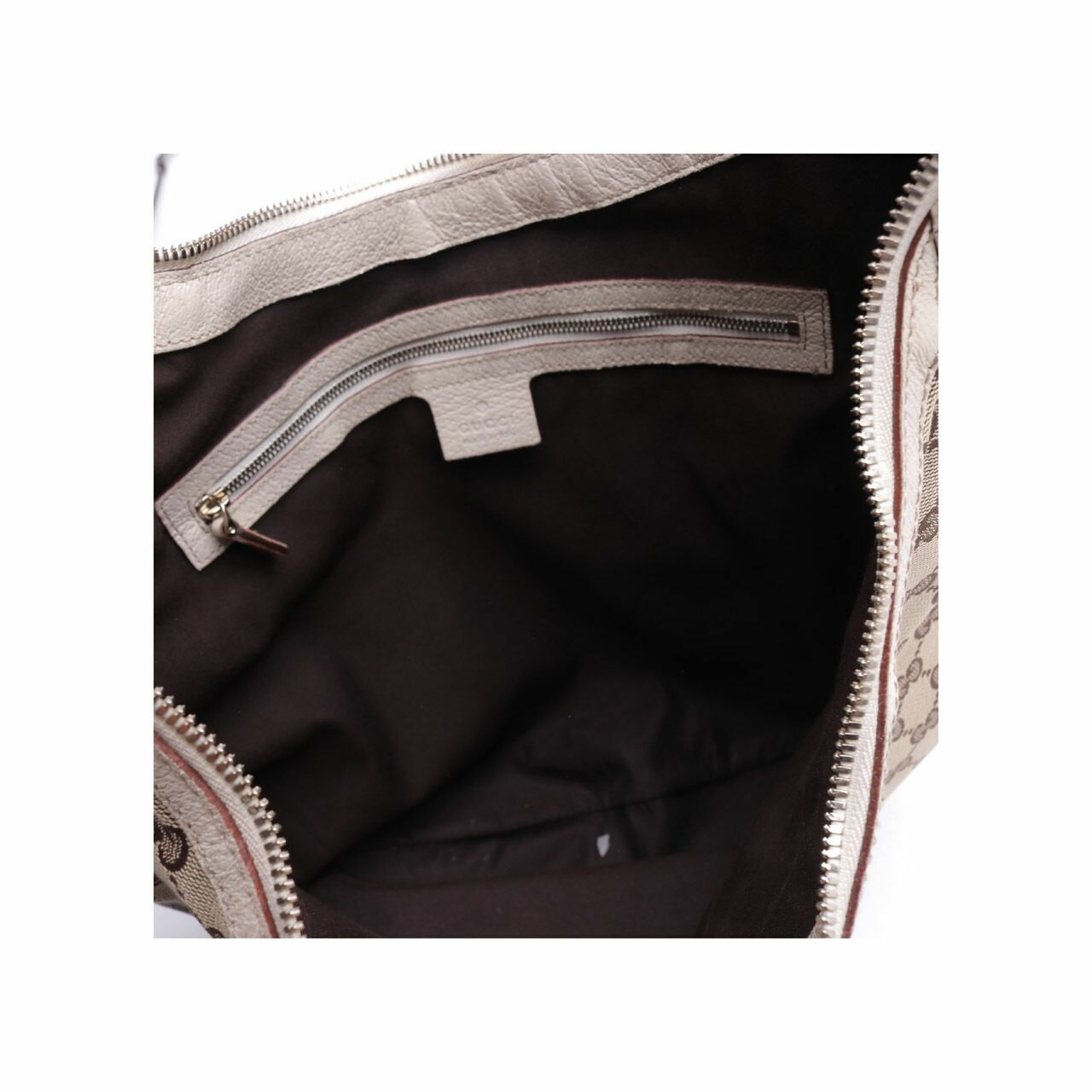 Gucci Monogram GG Web Large Buckle Beige Canvas Hobo Shoulder Bag