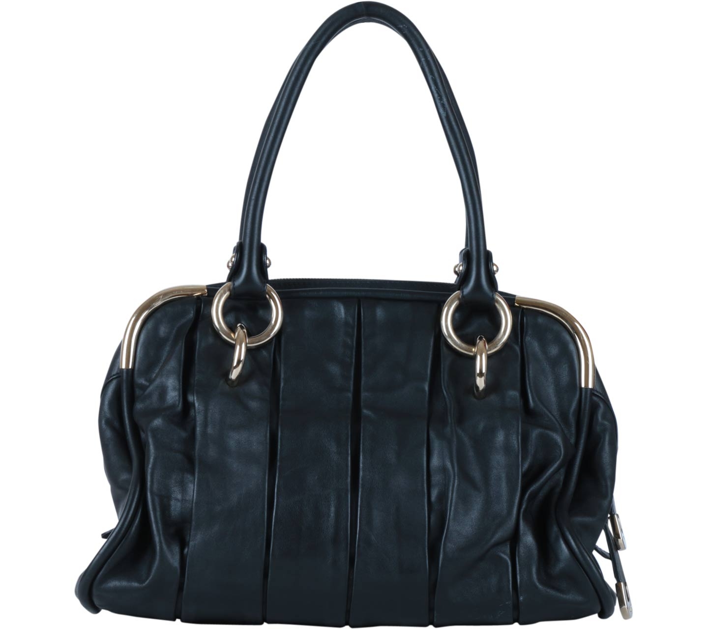 Bally Black Pleated Leather Handbag