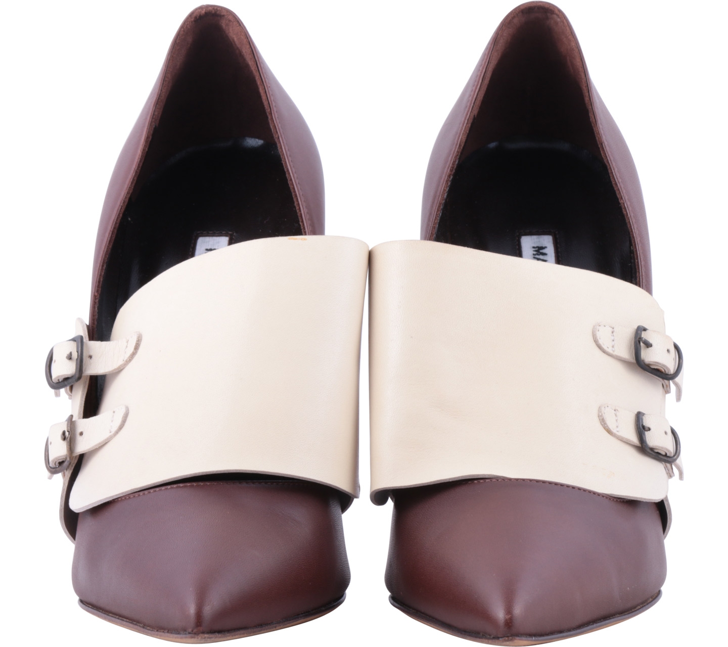 Manolo Blahnik Brown And Cream Heels